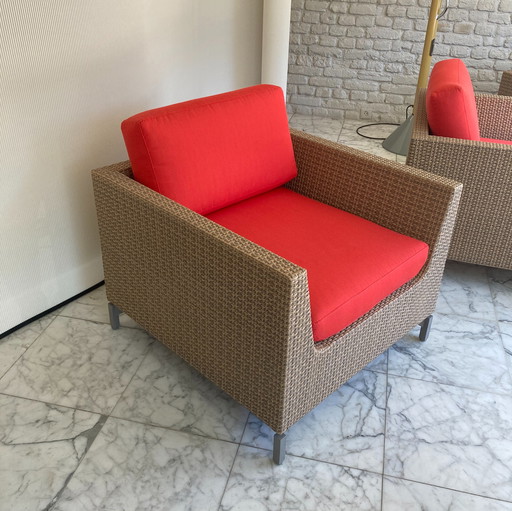 Silla de jardín Rausch Classic Cubic Bay con mesa (juego de 4)