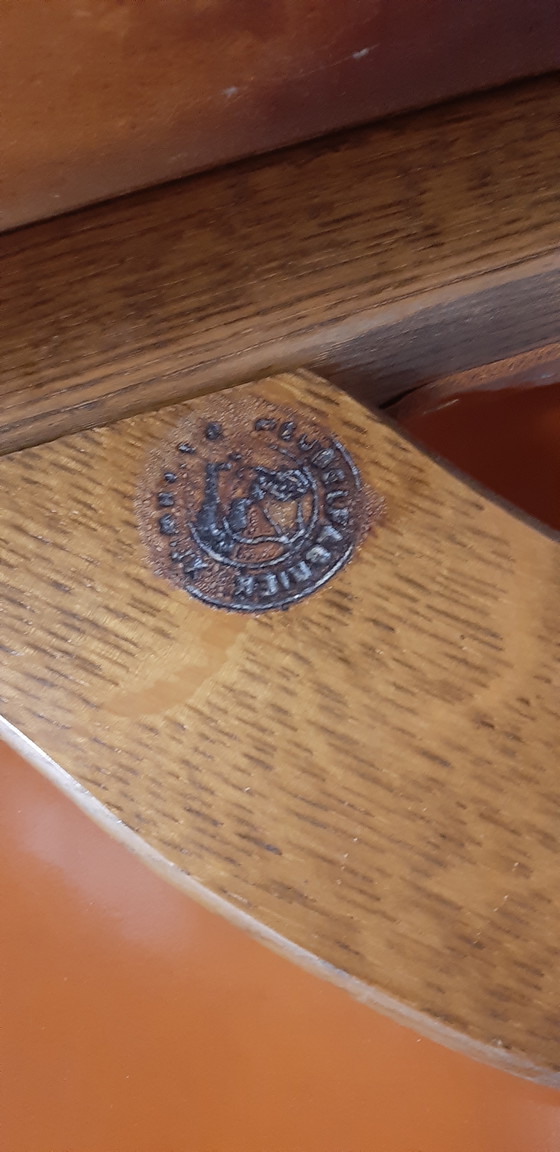 Image 1 of Ensemble de 6 chaises de salle à manger Brutalist en cuir sellier Chaise à échelle