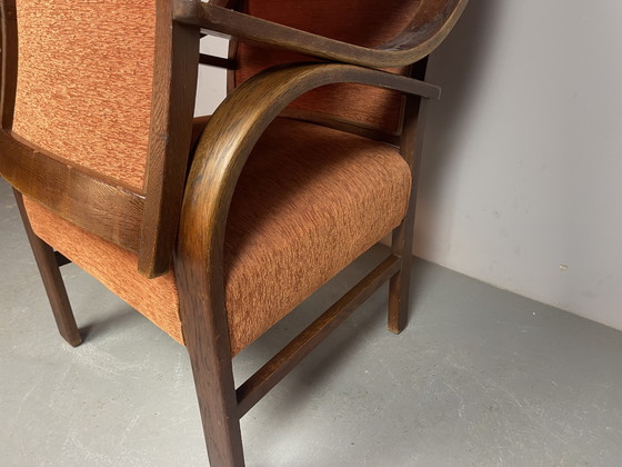 Sculpturaal ensemble van vier Nederlandse art-deco fauteuils. Nederland, jaren 1930. Ref.: CH2010 – Wood (photo 7 of 14)