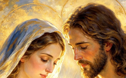 Peinture Jésus Marie Et Joseph "La Prière De Jésus" (60x80 Cm)