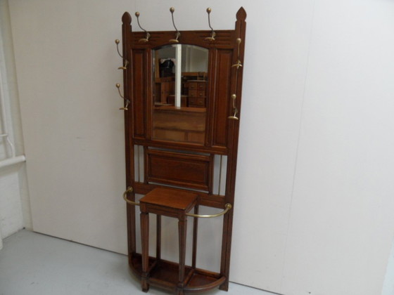 Image 1 of Antique standing coat rack with mirror
