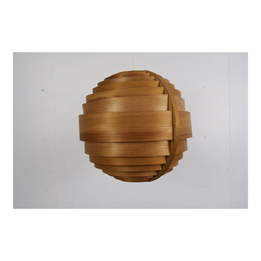 Vintage wooden pendant lamp Hans Agne Jakobsson Sweden 1960