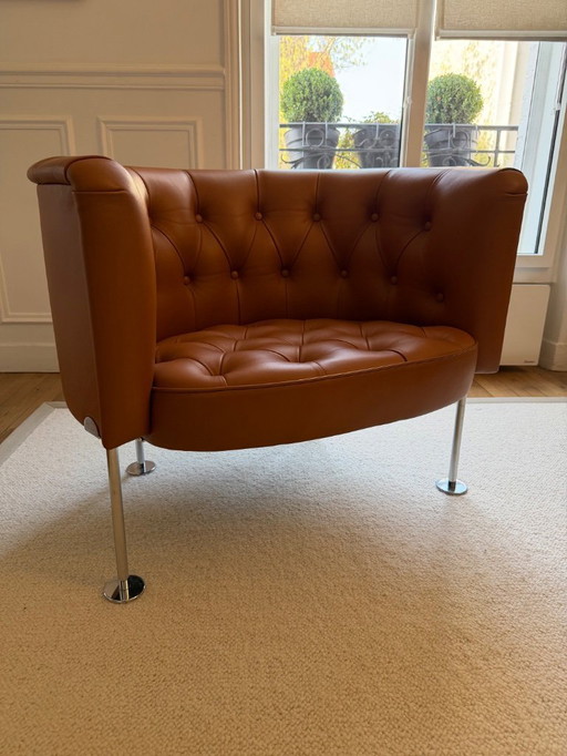 WALTER KNOLL - Poltrona Haussmann 310 in pelle color cognac
