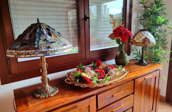 Tiffany Table Lamp – Dragonfly Model – Bronze Base – Crystal (photo 12 of 12)