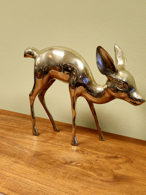 Large Vintage Brass Bambi Deer Statue