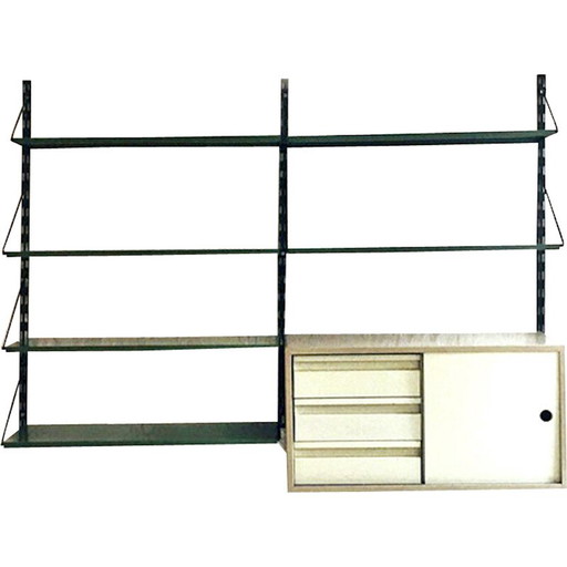 Vintage green and gray metal wall unit by Tjerk Reijenga for Pilastro, 1960