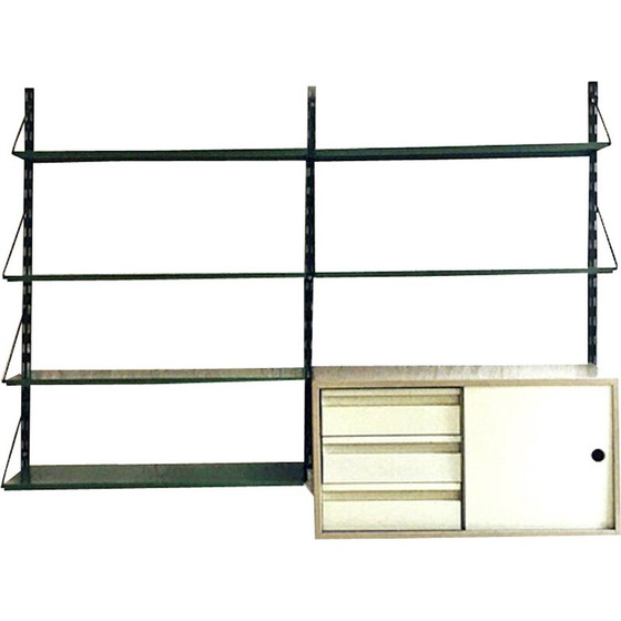 Image 1 of Vintage green and gray metal wall unit by Tjerk Reijenga for Pilastro, 1960