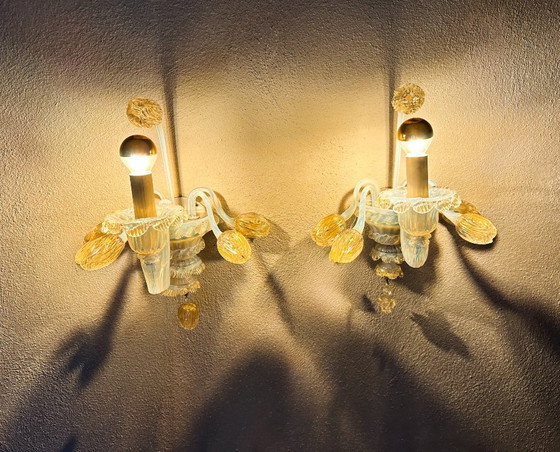 Vintage paar Murano wandlampen – Metaal, Murano Glas (photo 6 of 16)