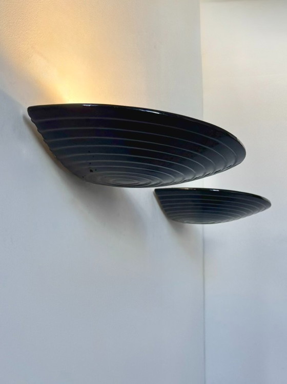 Paire D'Appliques Vintage En Porcelaine Noire, Italie, 1970. – Appliques murales (photo 5 of 5)