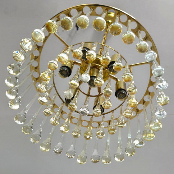 Image 1 of Vintage Palwa kroonluchter teardrop messing mid century