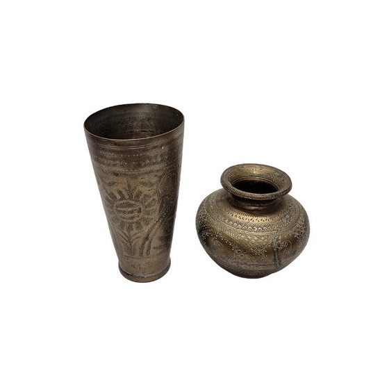 Image 1 of Petits vases vintage en laiton provenant d'Inde, années 1960/70