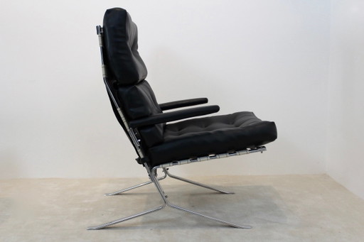 Chaise longue belge à dossier haut Mid Century