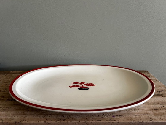 Image 1 of Jean Luce dinnerware set – red bonsai motif - Art Deco
