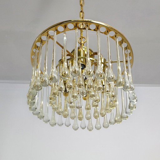 Vintage Palwa kroonluchter teardrop messing mid century