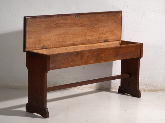 Antique organ bench with drawer in oak wood – Central Europe, circa 1920 – Benches, Iron (photo 24 of 40)
