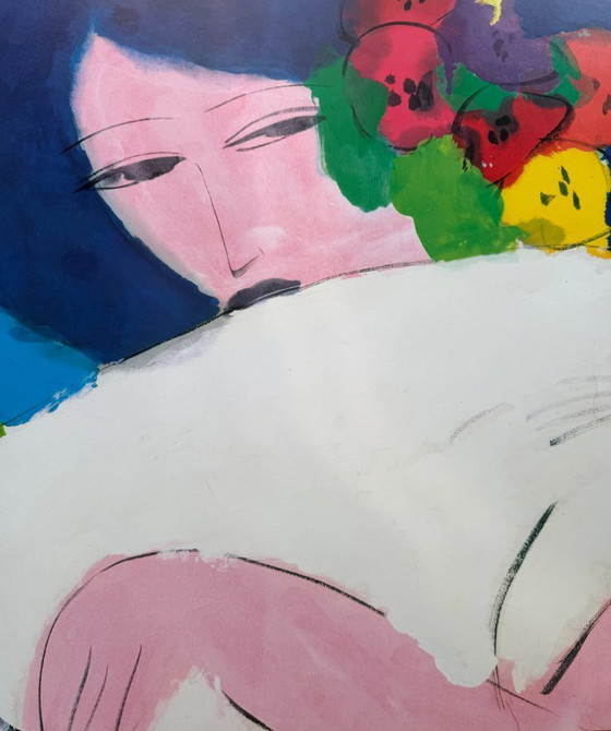 Image 1 of Walasse Ting (1929–2010), Girl with a Cat Galerie Asbæk, Copenhagen, 1987, copyright Walasse Ting, New York/Yves Riviere, Paris
