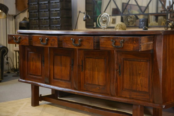 Credenza brutalista in olmo di Aranjou anni '50 – Armadi contenitori, Legno, Metallo (photo 9 of 12)