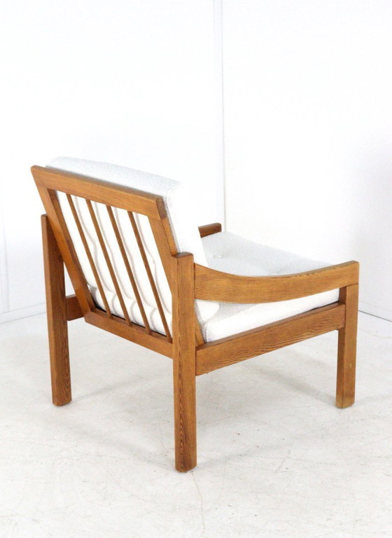 Image 1 of Ensemble de 2 fauteuils vintage en pin/hêtre « Gassel », récemment retapissés.