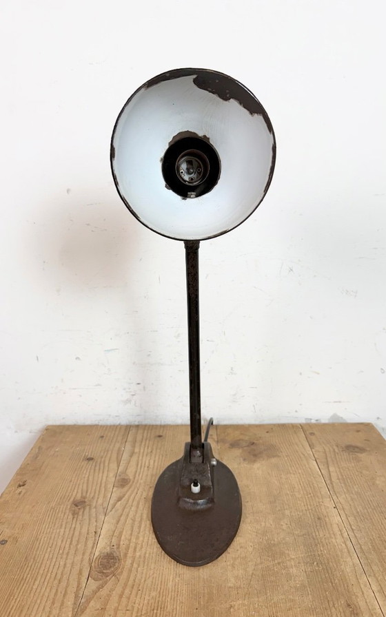 Image 1 of Industriële zwarte geëmailleerde Bauhaus bureaulamp, jaren 30