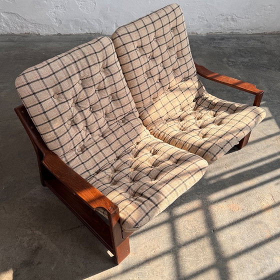 Image 1 of Salotto vintage con tavolino da caffè e motivo scozzese ungherese, anni '70