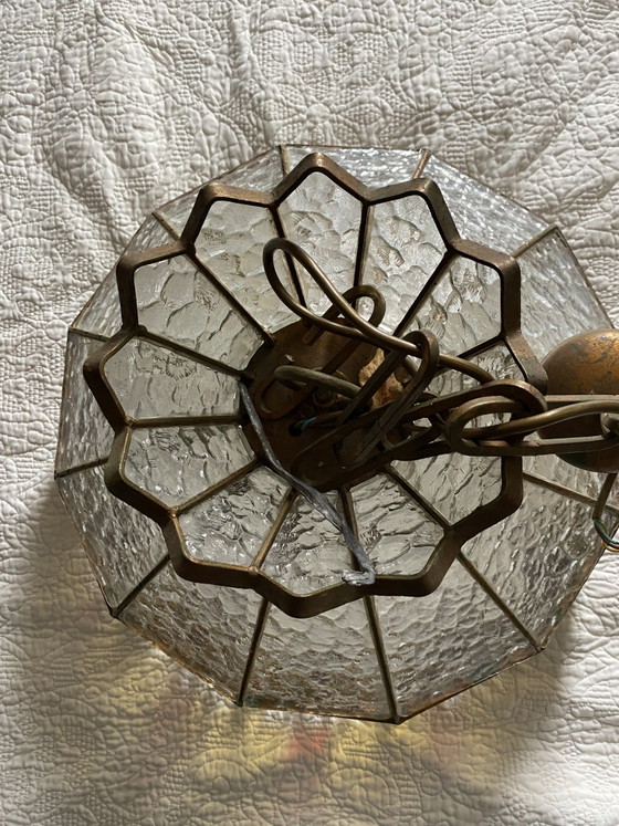 Image 1 of Grote zware Italiaanse Poliarte glazen plafondlamp 1960 brutalist