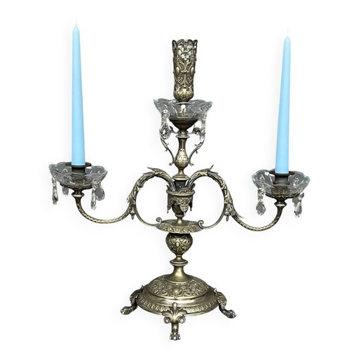 Chandelier. Silvered bronze, crystal. – kandelaars en kaarsen