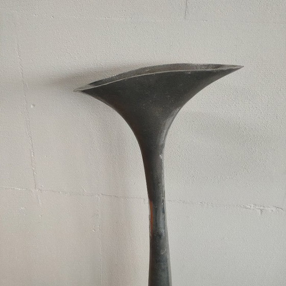 Tall Decorative Goblet Vase Metal/Aluminum, Grey, Modern (photo 7 of 7)