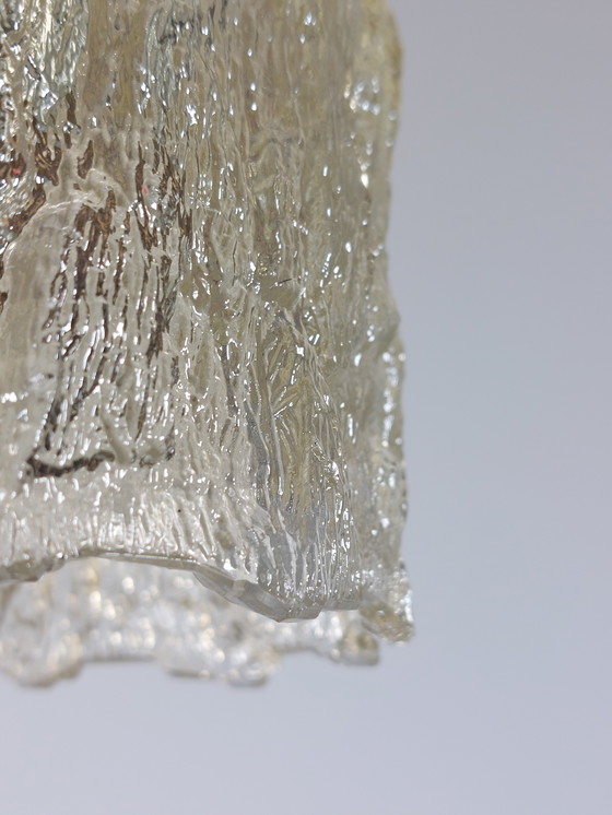 Image 1 of Mid Century Vintage Ice Glass Lamp Pendant Lamp 60s