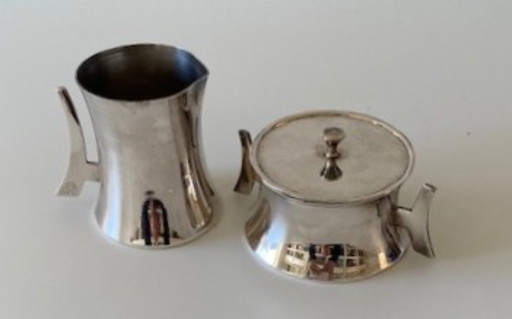 Douwe Egberts modernes Milchkännchen, Zuckerdose Zilverstad