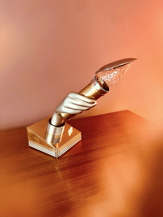 Image 1 of Zeer Uniek! Golden Hand Tafellamp