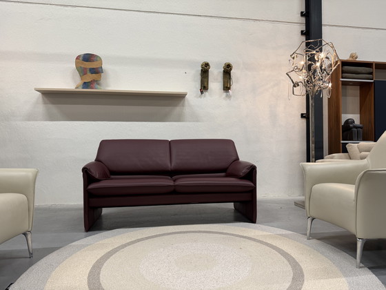 Image 1 of Leolux Bora Beta Bank Donkerrood leer 