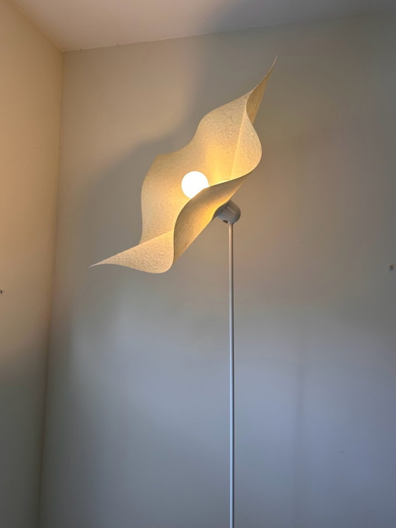 Artemide Area 160 Stehleuchte, Mario Bellini, Italien 1970er, Stehleuchten, Metall, Papier, Beige (Foto 2 von 8)