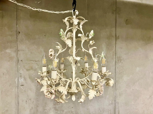 🇮🇹 white metal chandelier / chandeliers in Italian Florentine style