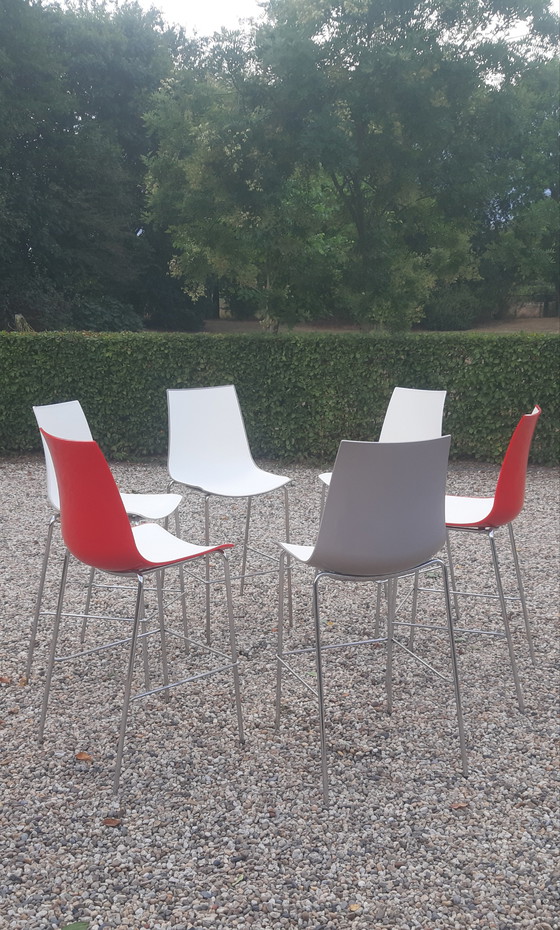 Image 1 of Set of 6 Pedrali bar stools 3D color Italian design