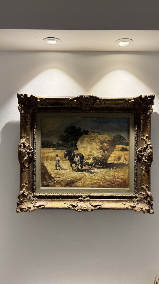 Image 1 of Simon van Gelderen Signed Vintage Oil Painting Mediterranean Rural Scene