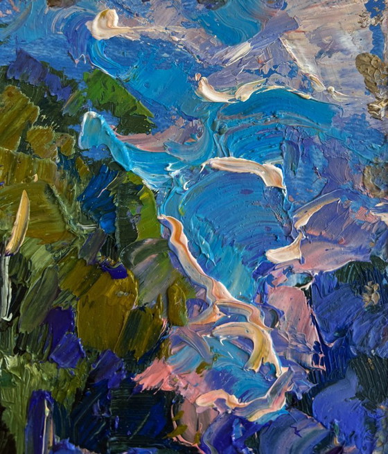 Image 1 of Original Oil Painting Summer Village Landscape House near the forest