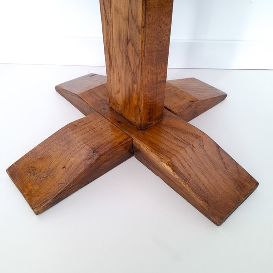 Image 1 of Vintage brutalist oak side table octagonal