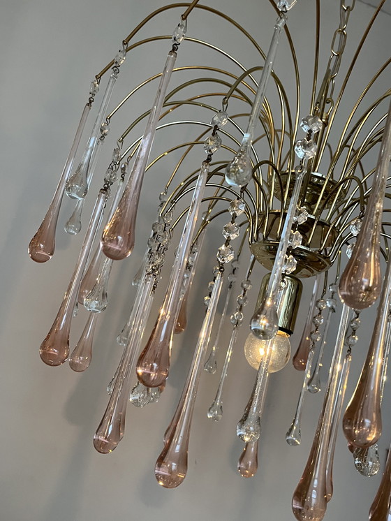 Image 1 of Vintage Pink Teardrop Chandelier Crystal Beads
