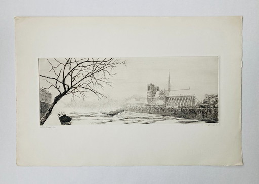 Yves Tregan - Vintage Etching - Paris Notre-Dame