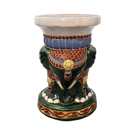 Vintage Chinese ceramic elephant plant table (photo 5 of 5)