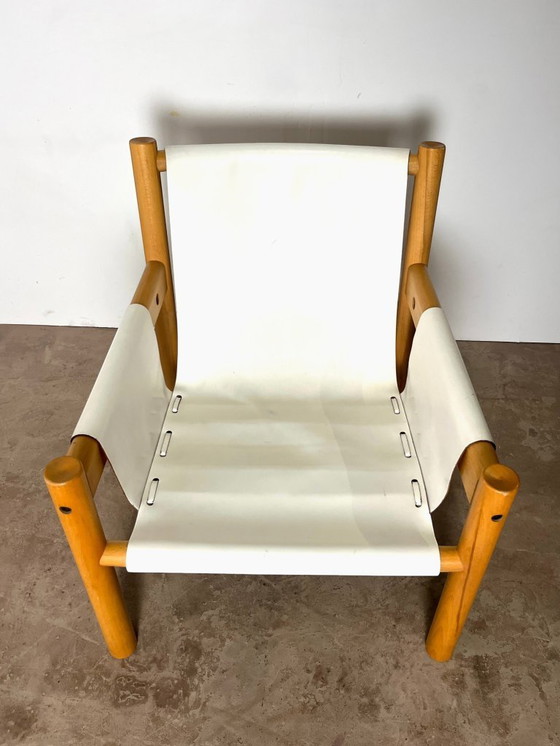 Image 1 of Fauteuil Safari cuir blanc par Ibisco, Italie, 1970