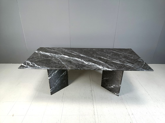 Image 1 of Vintage Black Marble Dining Table, 1970S 