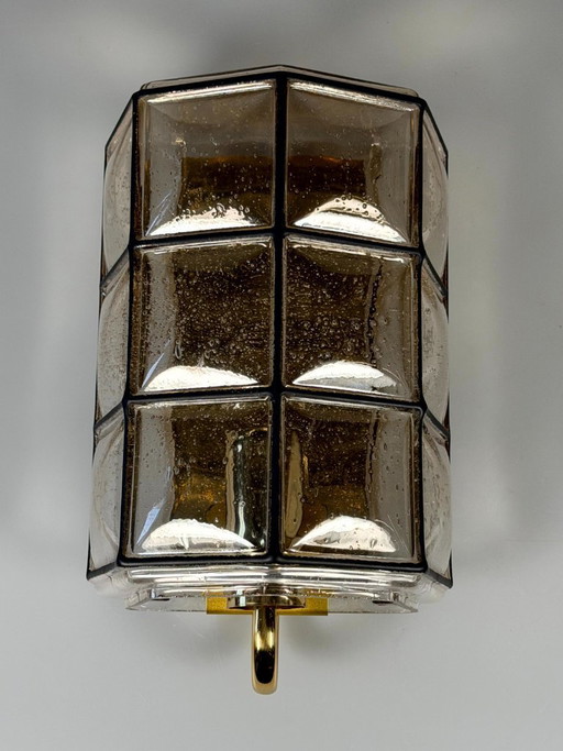 1960s/70s Wall Lamp, Glassworks Limburg, Germany, Glass & Metal