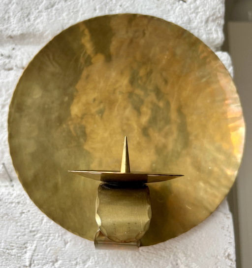 Art Deco wandkaarsenhouder van messing, ca. 1920-1940