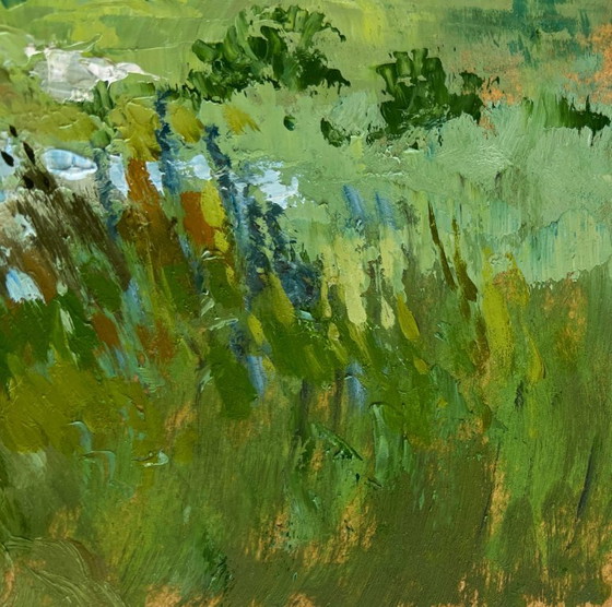 Image 1 of Original Oil Painting Summer Field Landscape On the summer flower meadows