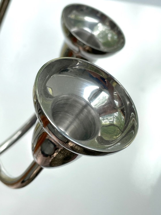 Image 1 of Candelabro de pared grande de acero inoxidable de Georg Jensen, diseño danés Swing