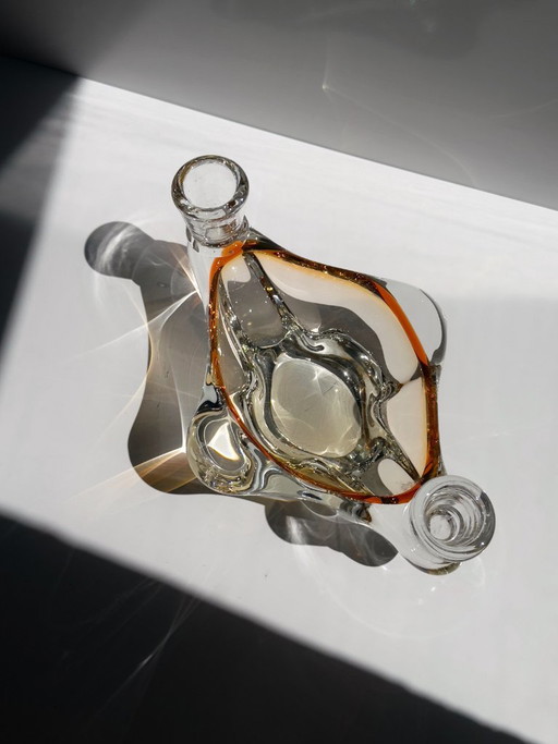 Cendrier vintage en verre avec 2 porte-bougies, ambré et transparent, Italie années 1970 – schalen, Glass (photo 2 of 5)