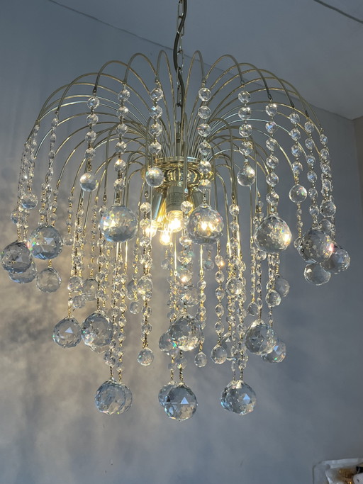 Vintage Swarovski Crystal Chandelier Pendant Lamp – kroonluchters, Gold (photo 2 of 10)