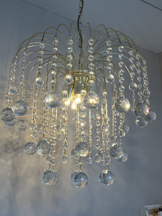 Vintage Swarovski Crystal Chandelier Pendant Lamp – Gold (photo 2 of 10)