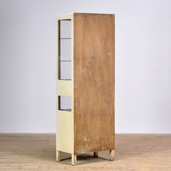 Wooden medical cabinet from the 1930s, Display cabinets, Glass, Metal, Creme (photo 12 of 12)